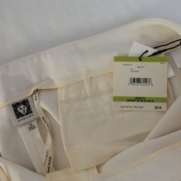 Anne Klein Slim Stretch Pants Anne White, Size 14 - Picture 5 of 5